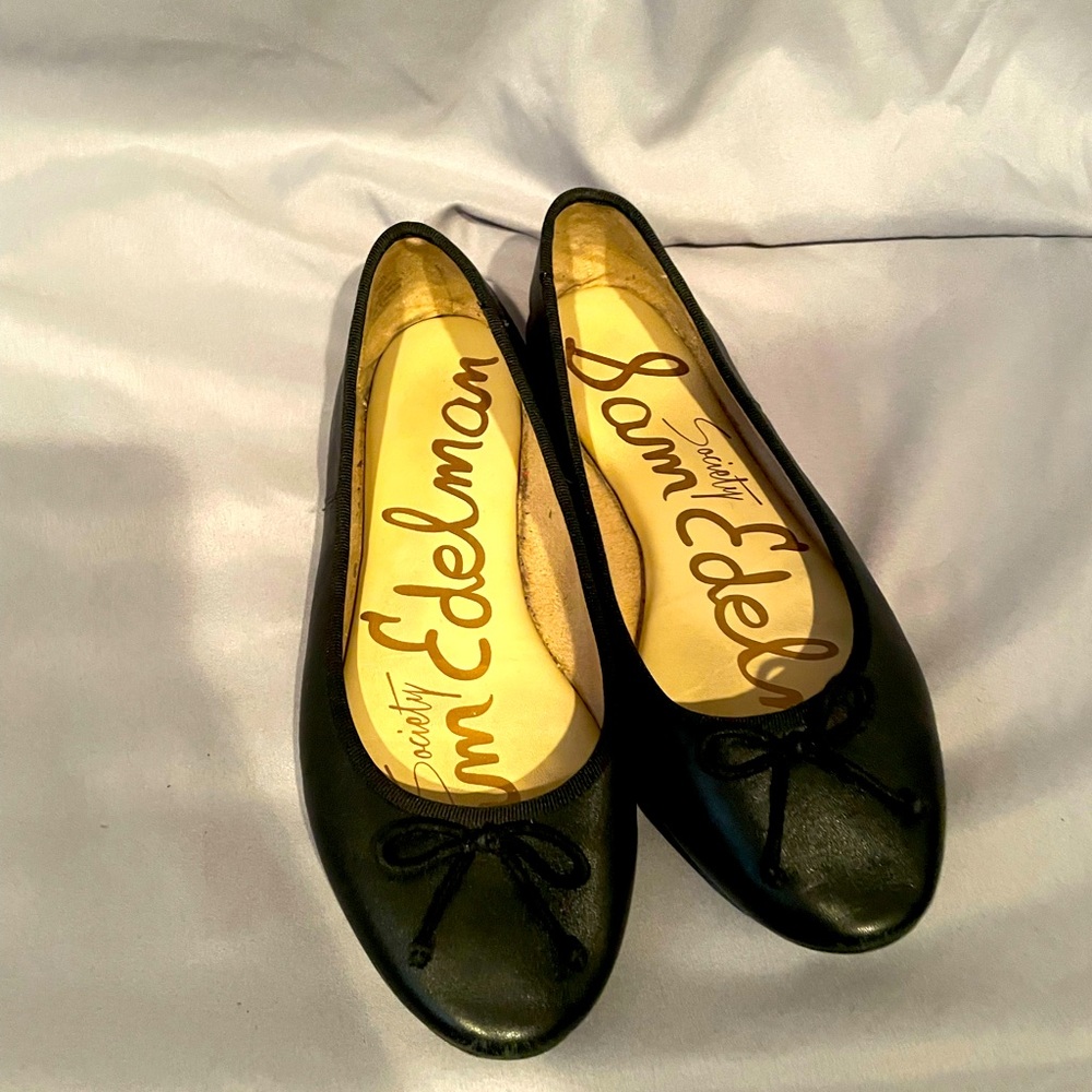 Black Leather Ballet Flats